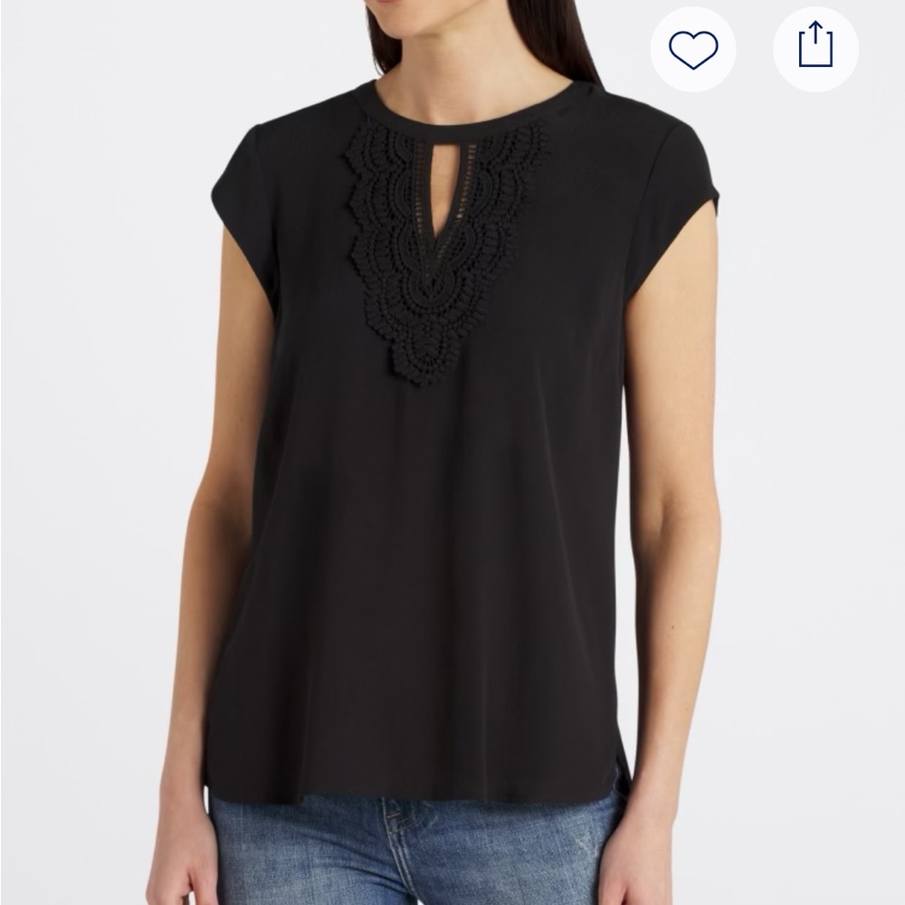 Daniel Rainn Black Crochet Accent Blouse